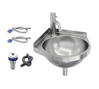 Wall Mounted Bathroom Sink - Stainless Steel Triangle Half Round Washbasin with Tap | Triangle Wall Mounted Basin | For Bathroom, Kitchen, Home Entrance, Laundry Room, Garden, Terras