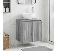 Wall-Mounted Bathroom Sink Vanity Grey Sonoma 49.5 x 35 x 63 cm Engineered Wood