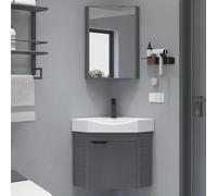 Wall-Mounted Bathroom Sink with Space-Saving Corner Cabinet, Stylish Floating Vanity & Mirror for Compact Guest WC & RV - Perfect Storage Solution for Small Spaces