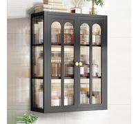 Wall-Mounted Bathroom Storage Cabinet - Carbon Steel Frame Black/White 1/2/3 Layer Over Toilet Floating Display Stand for Bathroom/Kitchen/Living 40x14x70cm