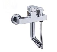 Wall Mounted Bathtub Faucet Rotatable Shower Tap Brass Chrome Plating Cold Hot Water Bathroom (C)