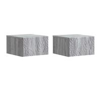 Wall-Mounted Bedside Cabinet 2-Drawer Grey Sonoma 49x34.5x20cm Engineered Woods