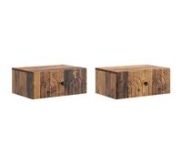 vidaXL Wall-Mounted Bedside Cabinet 2 pcs Old Wood 49 x 34.5 x 20 cm
