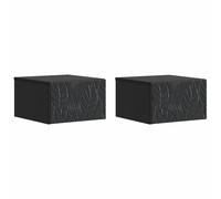 Wall-mounted Bedside Cabinet 2pc Black Engineered Wood 49x34.5x20 cm Floating2pc