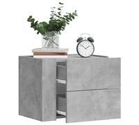 Wall-mounted bedside cabinet 2pc Concrete grey 45x30x35cm modern Engineered wood