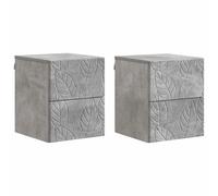 Wall-Mounted Bedside Cabinet 2pc Concrete Grey Engineered Wood 34.5x33x40cm Slim