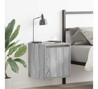 Wall-Mounted Bedside Cabinet 2pc Grey Sonoma Engineered Wood 38x34x40cm Floating