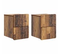 Wall-Mounted Bedside Cabinet 2pc Old Wood Engineered Wood 33x34.5x43cm 4-Drawer
