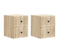 Wall-Mounted Bedside Cabinet 2pc Sonoma Oak 33x34.5x40cm Engineered Wood Vintage