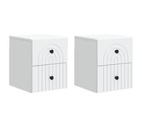 Wall-Mounted Bedside Cabinet 2pc White 33x34.5x40cm Engineered Wood Vintage Set