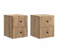 Wall-Mounted Bedside Cabinet 2pcs Artisan Oak Engineered Wood 33x34.5x40cm 4drw