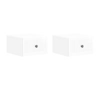 Wall-mounted Bedside Cabinet 2pcs High Gloss White Engineered Wood 33x34.5x20cm
