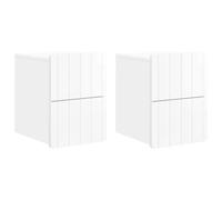 Wall-Mounted Bedside Cabinet 2pcs High Gloss White Engineered Wood 33x34.5x43cm