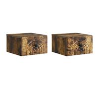 Wall-Mounted Bedside Cabinet 2pcs Smoked Oak Engineered Wood 33x34.5x20cm 2drs.