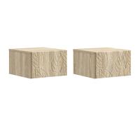Wall-Mounted Bedside Cabinet 2pcs Sonoma Oak Engineered Wood Drawer 49×34.5×20cm