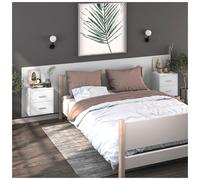 Wall-mounted bedside cabinet 2pcs white engineered wood 48.5x32.5x80cm floating.