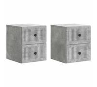 Wall-Mounted Bedside Cabinet 33x34.5x40cm Concrete Grey Engineered Wood 2pcs Set