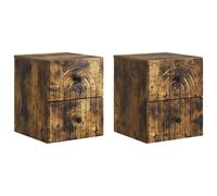Wall-Mounted Bedside Cabinet 33x34.5x40cm Engineered Wooden Smoked Oak 4-Drawer