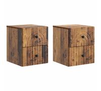 Wall-Mounted Bedside Cabinet 33x34.5x40cm Old Wood Engineered Wood 4 Drawers Set