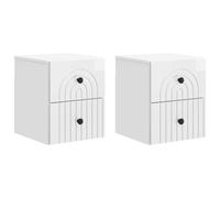 Wall-Mounted Bedside Cabinet 4-Drawer High Gloss White 33x34.5x40cm 2pcs EngWood