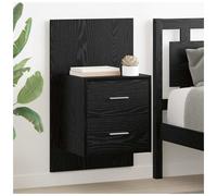 vidaXL Wall-mounted Bedside Cabinet with Drawer 2 pcs Black Oak