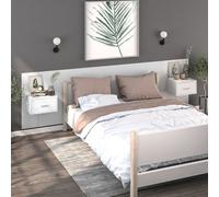 Wall-mounted Bedside Cabinet 50x32.5x80cm White Engineered Wood Pair WallMounts.