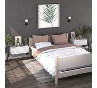 Wall-mounted bedside cabinet 60x40x40 cm High Gloss White engineered wood UK