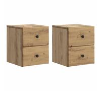 Wall-mounted bedside cabinet Artisan oak 34.5x33x40cm engineered wood 2pc set x2