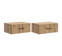 Wall Mounted Bedside Cabinet Artisan Oak 49x34.5x20cm Engineered Wood 2-Drawers