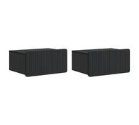 Wall-Mounted Bedside Cabinet Black 2-Drawer Engineered Wooden 49x34.5x24cm 2pcs