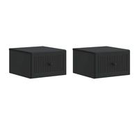 Wall-mounted bedside cabinet Black 33x34.5x20 cm Engineered wood 2pcs Set Drawer
