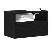 Wall-mounted bedside cabinet Black 45x26x28.5cm Engineered wood Floating Shelf.