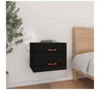Wall-mounted bedside cabinet Black 50x36x40 cm Solid Pine Floating Storage Shelf