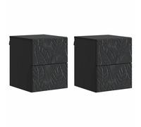 Wall-Mounted Bedside Cabinet Black Eng. wood 34.5x33x40cm Spacious Storage 2pcs