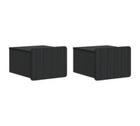 Wall-Mounted Bedside Cabinet Black Engineered Wood 33x34.5x24cm Vintage 2-Drawer