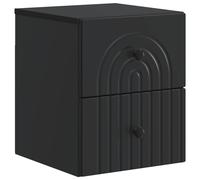 Wall-Mounted Bedside Cabinet Black Engineered Wood 33x34.5x40cm 2-Drawer Vintage