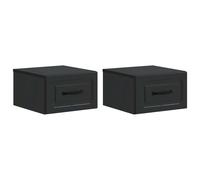 Wall-Mounted Bedside Cabinet Black Engineered Wood 34.5x33x20cm 2-Pack &Storage