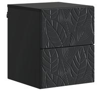 Wall-Mounted Bedside Cabinet Black Engineered Wood 34.5x33x40cm Compact 2-Drawer