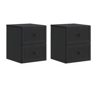 Wall-Mounted Bedside Cabinet Black Engineered Wood 4 Drawers 33x34.5x40cm 2 pcs