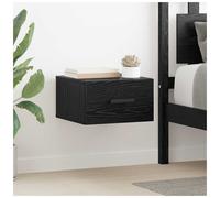 Wall-mounted Bedside Cabinet Black Oak 35x35x20cm Engineered Wood 1 Drawer Slim