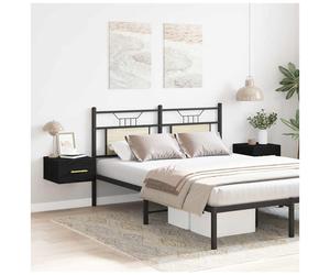 Wall-mounted Bedside Cabinet Black Oak 35x35x20cm Engineered Wood 2-Drawer Pair