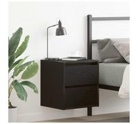 Wall-mounted bedside cabinet Black Oak 38x34x40cm Engineered Wood Floating Shelf