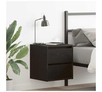 Wall-mounted bedside cabinet Black Oak 38x34x40cm Engineered Wood Floating Shelf