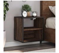 Wall-mounted bedside cabinet Brown Oak 40x31x39.5cm Engineered Wood & Metal 2PCs
