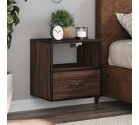 Wall-mounted bedside cabinet Brown Oak 40x31x39.5cm Engineered Wood Metal Drawer