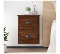 Wall-mounted bedside cabinet Brown Oak 41.5x36x53cm Engineered Wood 2 Drawers UK