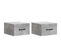 Wall-mounted bedside cabinet concrete grey 34.5x33x20cm engineered wood set of 2