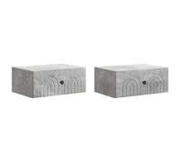 Wall-Mounted Bedside Cabinet Concrete Grey 49x34.5x20cm Engineered Wood 2-Drawer