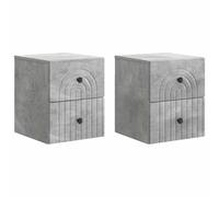 Wall-Mounted Bedside Cabinet Concrete Grey Engineered Wood 33x34.5x40cm 2pc Set.