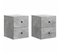 Wall-Mounted Bedside Cabinet Concrete Grey Engineered Wood 33x34.5x40cm 2pc Set.